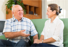 Caregiver talking to a senior